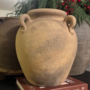 Rustic Tan Clay Vintage Style Vase